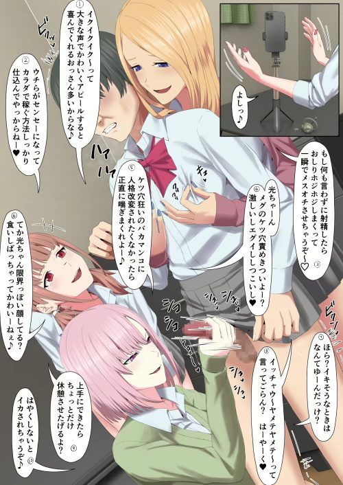 イジメっ子ギャル３人組　嘲笑　堕落誘惑　淫語責め　マゾ興奮射精調教
