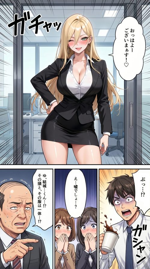 堅物バリキャリ女上司　人格改変アプリ　派手メイクビッチギャル堕ち